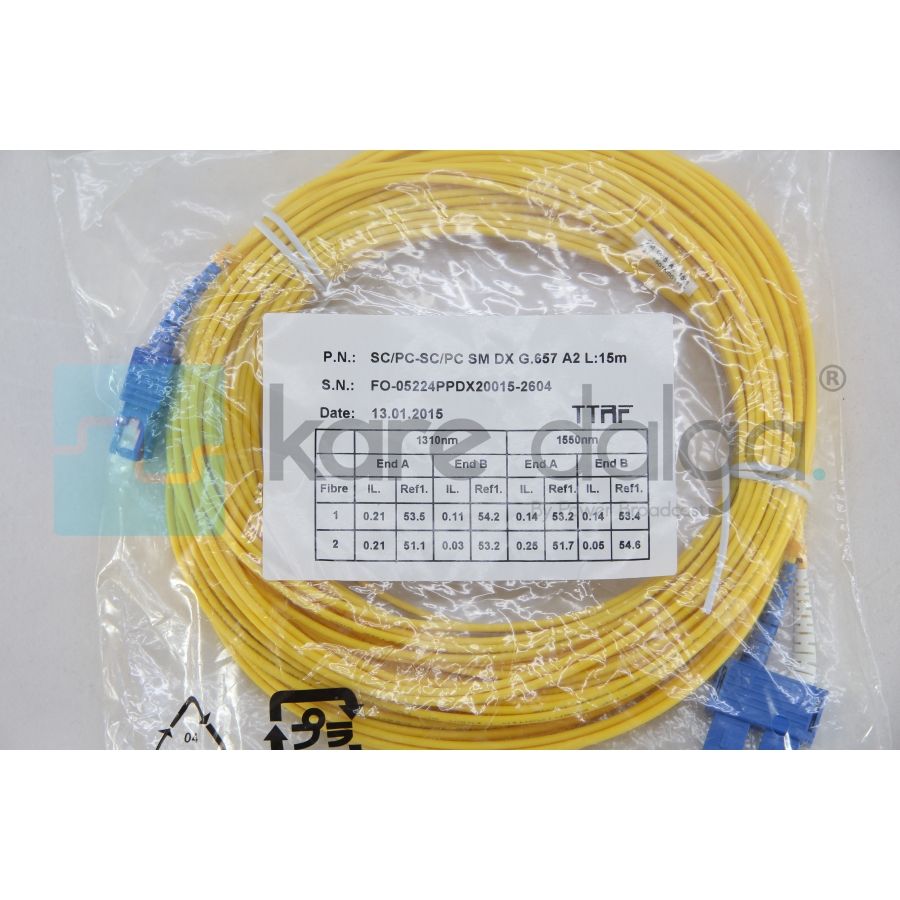 TTAF SC/PC-SC/PC SM Duplex G.657 A2 15 Metre Fiber Patch Kablo