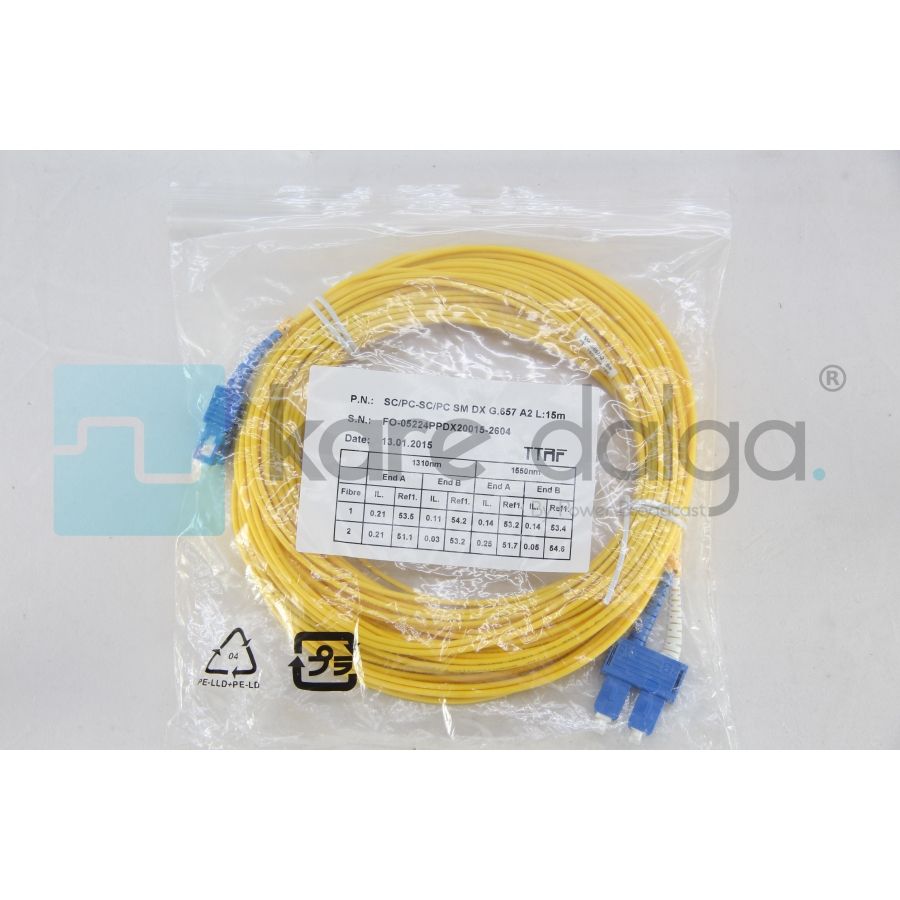 TTAF SC/PC-SC/PC SM Duplex G.657 A2 15 Metre Fiber Patch Kablo